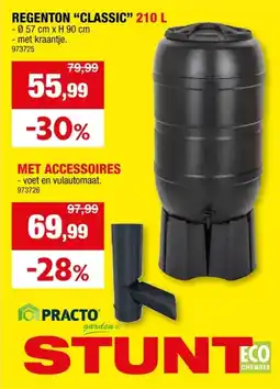 Hubo Practo Garden Classic regenton met voet 210l zwart + kraantje aanbieding