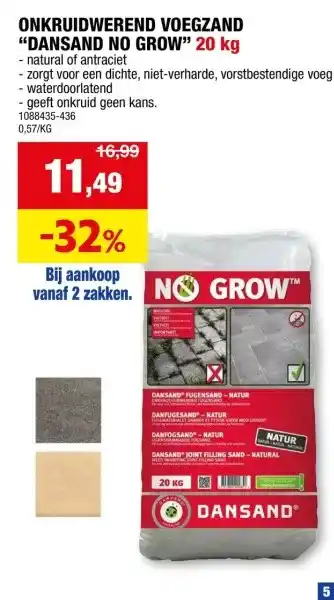 Hubo Dansand voegzand no grow dark 20kg aanbieding
