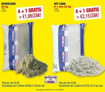 Hubo Hubo rivierzand 0-2 mm 25kg aanbieding