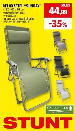 Hubo Garden Plus Sunday relax ligstoel grijs/groen aanbieding