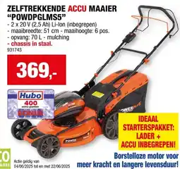 Hubo Powerplus Dual Power POWDPG7568 accu grasmaaier zelftrekkend 2x20 V Li-Ion 51cm + lader aanbieding