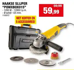 Hubo Powerplus POWXBOX015 haakse slijper 1200W 125mm + 5 accessoires aanbieding