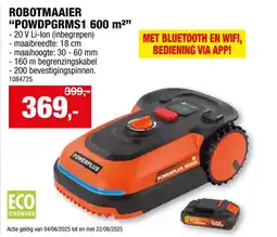 Hubo Powerplus Dual Power POWDPGRMS1 robotmaaier 20V Li-Ion 600m² + lader aanbieding