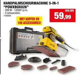 Hubo Powerplus POWXBOX026 5-in-1 handpalmschuurmachine 200W + 100 accessoires aanbieding