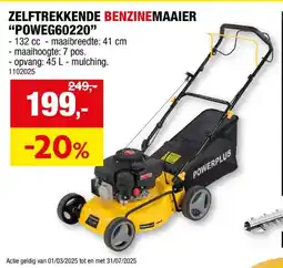 Hubo Powerplus EG POWEG60220 benzine grasmaaier zelftrekkend 132cc 41cm aanbieding