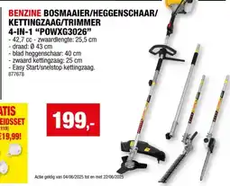 Hubo Powerplus POWXG3026 4-in-1 benzine bosmaaier trimmer heggenschaar kettingzaag 42,7cc aanbieding