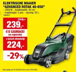 Hubo Bosch AdvancedRotak 40-650 elektrische grasmaaier 1700W 40cm aanbieding