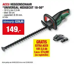 Hubo Bosch UniversalHedgeCut 18V-50 accu heggenschaar 18V Li-Ion 50cm + lader aanbieding
