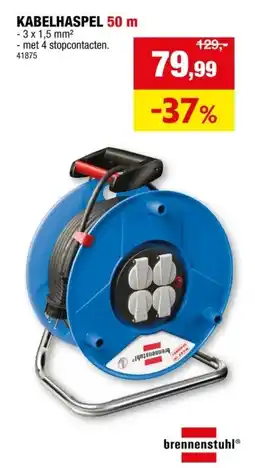 Hubo Brennenstuhl Kabelhaspel 3G1,5 50m H05VV-F aanbieding