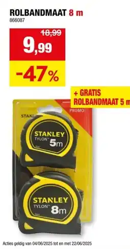 Hubo Stanley Tylon rolmeter 8m + 5m aanbieding