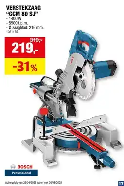 Hubo Bosch Professional GCM 80 SJ afkort- en verstekzaag 1400W 216mm aanbieding