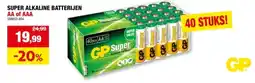 Hubo GP Batterijen Super Alkaline AAA Value pack 40 stuks aanbieding