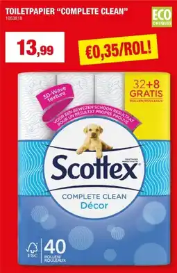 Hubo Scottex Complete Clean Décor WC-papier 32+8 gratis aanbieding