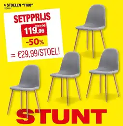 Hubo Tiro eetkamerstoel 45x55x85 cm grijs 4 stuks aanbieding