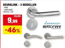 Hubo Linea Bertomani deurklinkset op rozet gebogen inox aanbieding