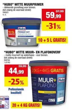 Hubo Hubo muur- en plafondverf 20+4 kg gratis wit aanbieding