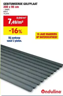 Hubo Onduline golfplaat 200x95 cm 2,6mm zwart aanbieding
