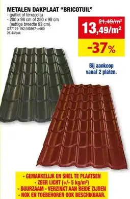 Hubo Bricotuil dakplaat 250x98 cm 0,5mm terracotta aanbieding