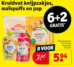 Kruidvat Kruidvat knijpzakjes, maïspuffs en pap aanbieding