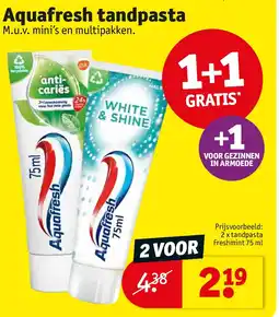 Kruidvat Aquafresh tandpasta aanbieding