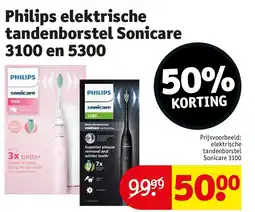 Kruidvat Philips elektrische tandenborstel Sonicare 3100 en 5300 aanbieding