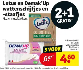 Kruidvat Lotus en Demak’Up wattenschijfjes en -staafjes aanbieding