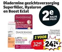 Kruidvat Diadermine gezichtsverzorging Superfiller, Hyaluron en Boost Eclat aanbieding