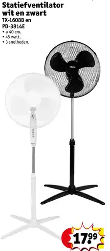 Kruidvat Statiefventilator wit en zwar aanbieding