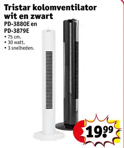 Kruidvat Tristar kolomventilator wit en zwart aanbieding