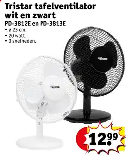 Kruidvat Tristar tafelventilator wit en zwart aanbieding