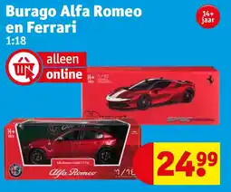 Kruidvat Burago Alfa Romeo en Ferrari aanbieding