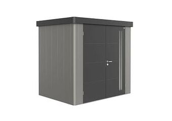 Brico Biohort tuinhuis Neo V2.3 GR1 B + 2 deuren kwartsgrijs/donkergrijs 180x236cm aanbieding
