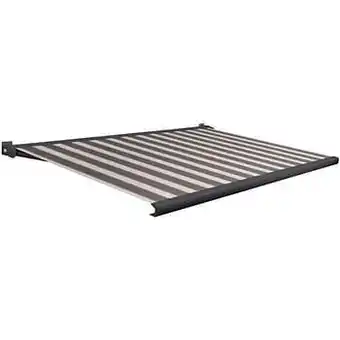 Brico Domasol zonnetent elektrisch met afstandsbediening ’Factor 20-A’ zwart/wit smalle strepen 350 x 300 cm aanbieding