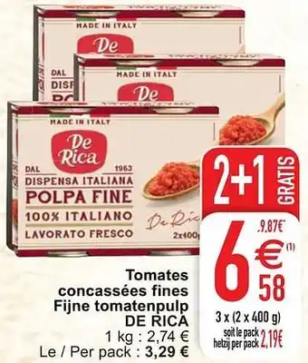 Cora Tomates concassées fines fijne tomatenpulp de rica aanbieding