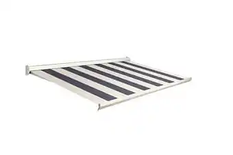 Makro Domasol Elektrische zonneluifel F10 450 x 250 cm blauw/crème gestreept aanbieding