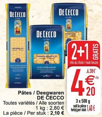 Cora Pâtes - deegwaren de cecco aanbieding