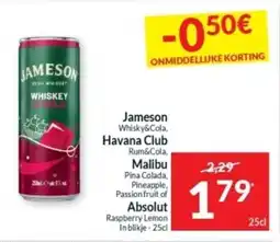 Intermarché Jameson, Havana Club, Malibu en Absolut aanbieding