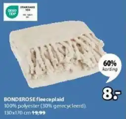 Jysk Bonderose fleece plaid aanbieding