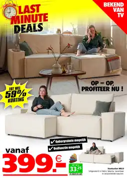Seats and Sofas Hoeksalon MILO aanbieding