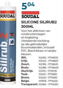 Meno Pro SOUDAL SILICONE SILIRUB2 aanbieding