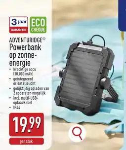 ALDI Adventuridge Powerbank op zonne energie aanbieding