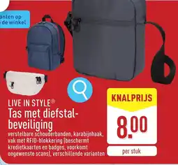 ALDI Live in style tas met diefstalbeveiliging aanbieding