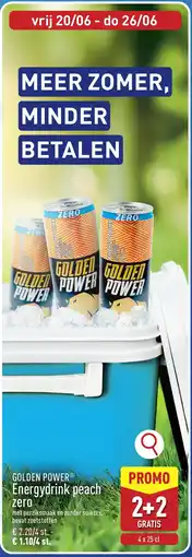 ALDI Golden Power Energydrink peach zero aanbieding