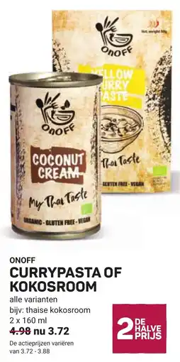 Ekoplaza Onoff currypasta of kokosroom aanbieding