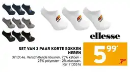 Trafic Ellesse set van 3 paar korte sokken heren aanbieding
