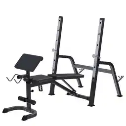 Decathlon Halterbank met Squat Rack - Haltersteunen met 6 standen - Zwart aanbieding