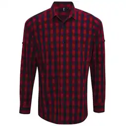 Decathlon Heren Mulligan geruit katoenen overhemd met lange mouwen (Rood/Zwaar) aanbieding