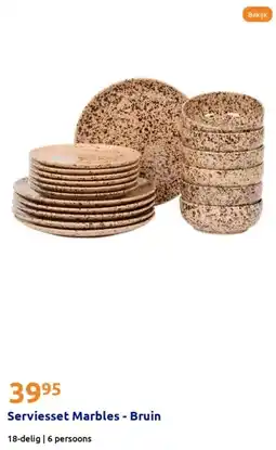 Action Serviesset Marbles - Bruin aanbieding