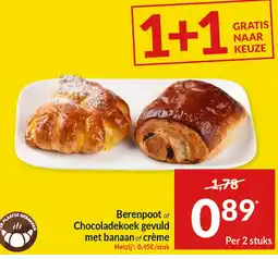 Intermarché Berenpoot of Chocoladekoek gevuld met banaan of crème aanbieding