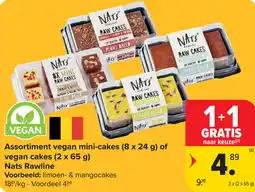Carrefour Nats Rawline Assortiment vegan mini-cakes of vegan cakes aanbieding
